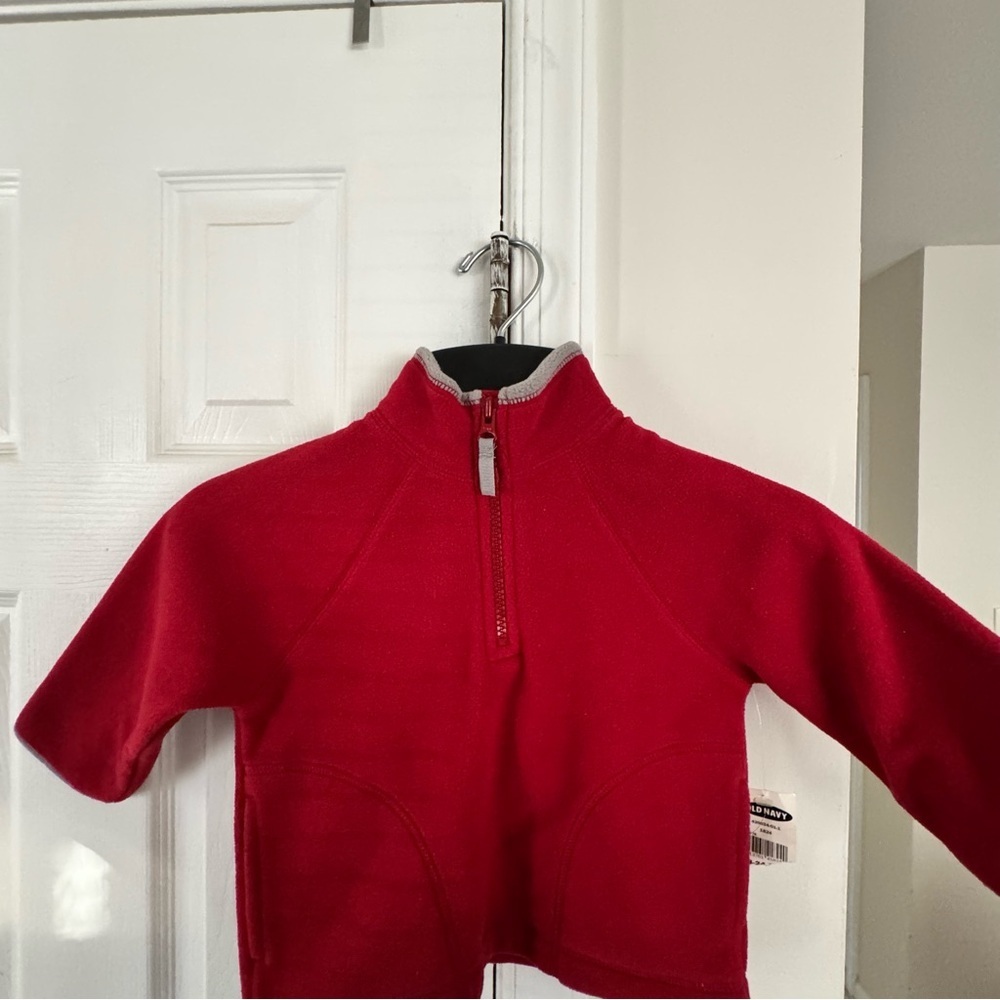 Old Navy Toddler 18-24M Red Fleece 1/4 Zip Pullover Sweater Top Soft Warm Cozy - Picture 6 of 10